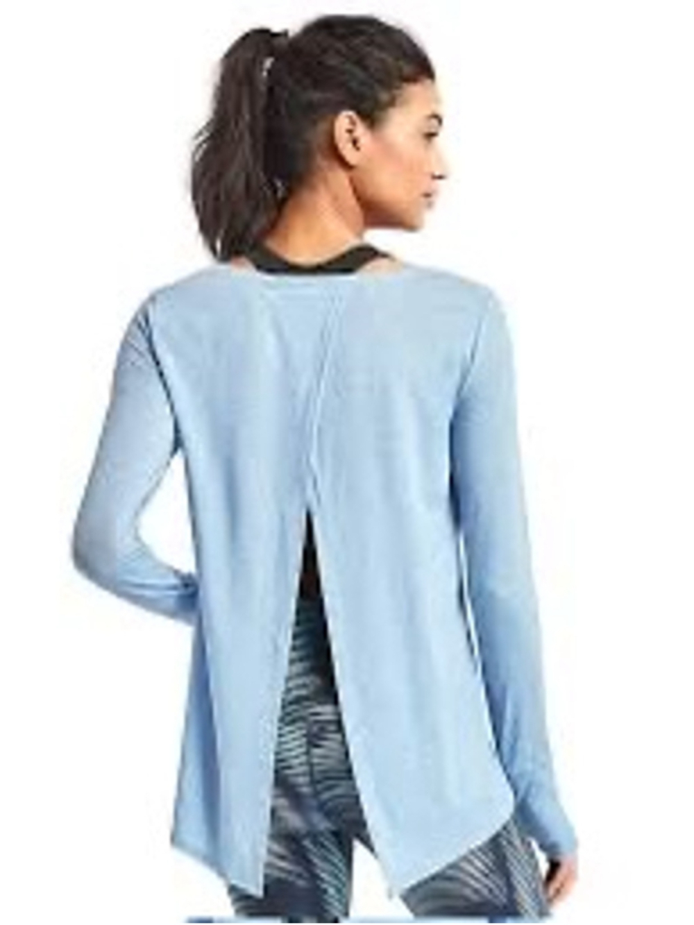 Gap Fit Tie Back Long Sleeve Tee Indigo Blue Women’s L - Picture 7 of 7